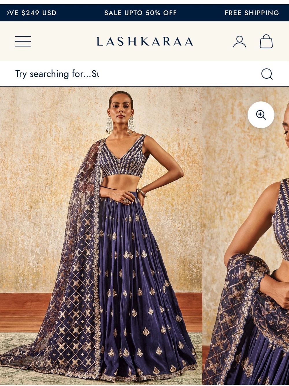 Lashkaraa Navy Gold Embellished Bridal Lehenga